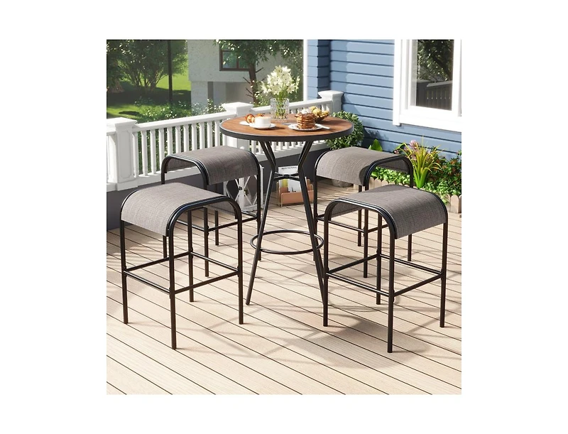 Slickblue 5-Piece Patio Round Bar Table Set with 1.6 Inch Umbrella Hole