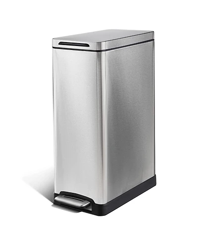 Home Zone Living 11 Gallon Kitchen Trash Can with Soft-Close Lid and Slim Stainless Steel Design