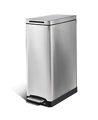 Home Zone Living 11 Gallon Kitchen Trash Can with Soft-Close Lid and Slim Stainless Steel Design