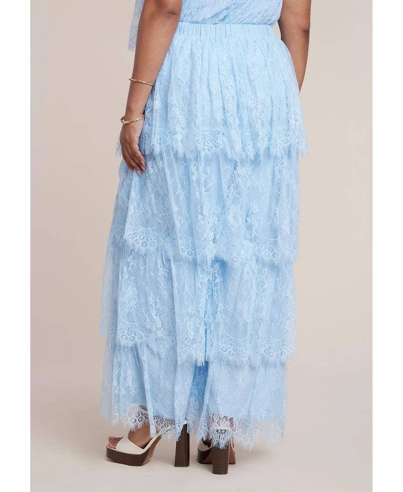 Eloquii Women's Plus Tiered Lace Pant