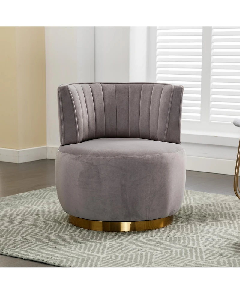 Rainsken Velvet Swivel Barrel Chair
