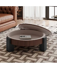 Rainsken Round Coffee Table with Hidden Storage