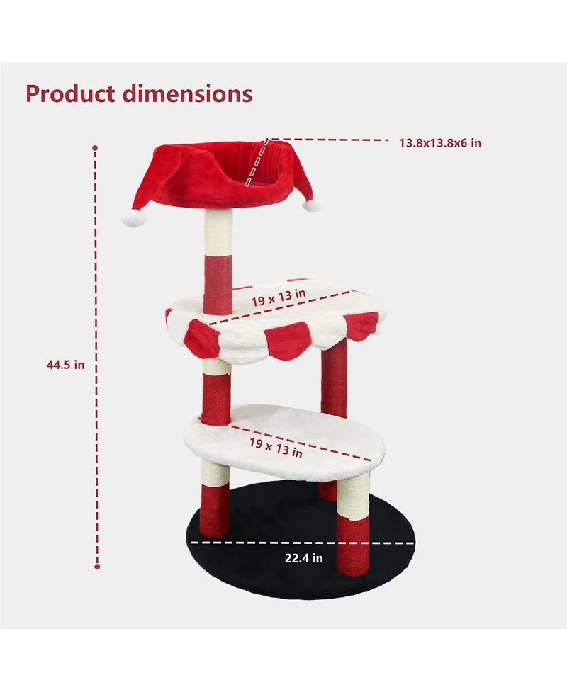 Aostirmotor Multi-Level Cat Tree with Removable Perch & Scratching Posts – Includes Hanging Toy,Red