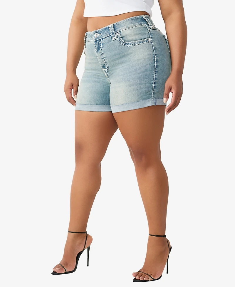 True Religion Plus Jennie Mid-Rise Shorts