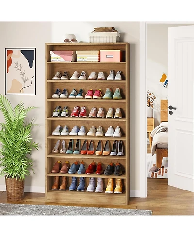 Tribesigns Tall Shoe Cabinet, 9 Tiers 40-45 Pairs Wood Freestanding Shoe Storage Cabinet