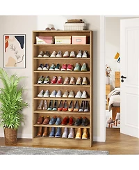 Tribesigns Tall Shoe Cabinet, 9 Tiers 40-45 Pairs Wood Freestanding Shoe Storage Cabinet