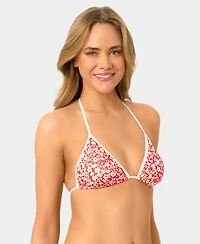 California Waves Women's Garden Ditsy Wide Rib Triangle Swim Bikini Top