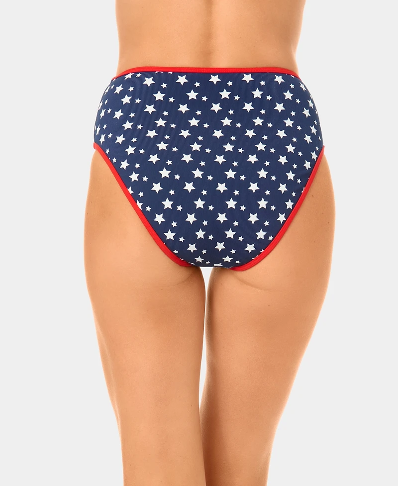 California Waves Women's Starstruck Mini Rib High-Waist Swim Bottoms