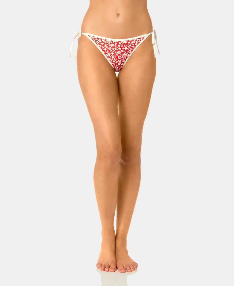California Waves Women's Garden Ditsy Wide Rib Side-Tie Swim Bottoms