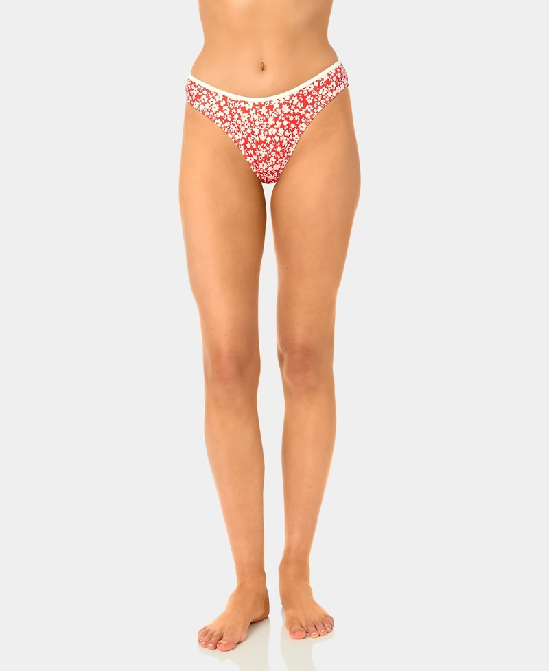 California Waves Women's Garden Ditsy Wide Rib High-Leg Swim Bottoms