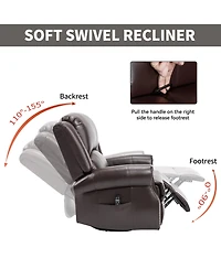 Sumyeg Recliner Chair with Heat Massage Manual Rocker and Swivel Fabric