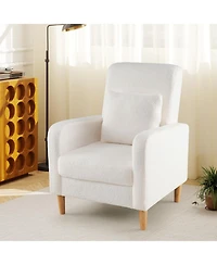 Sugift Modern Upholstered Sofa chair with Lumbar Pillow and Teddy Fleece Cover