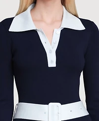 Avec Les Filles Women's Belted Sweater Dress