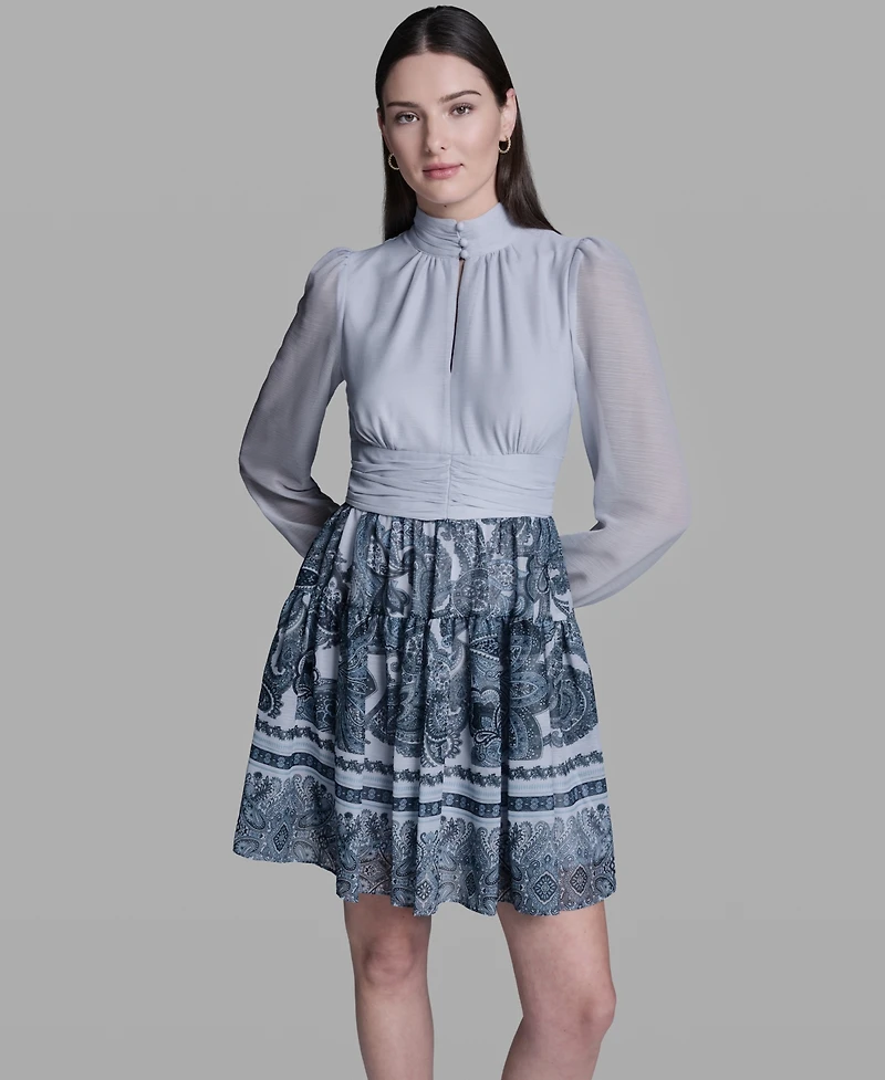 Bcbg Women's Long-Sleeve Mock Neck Dress