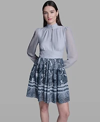 Bcbg Women's Long-Sleeve Mock Neck Dress