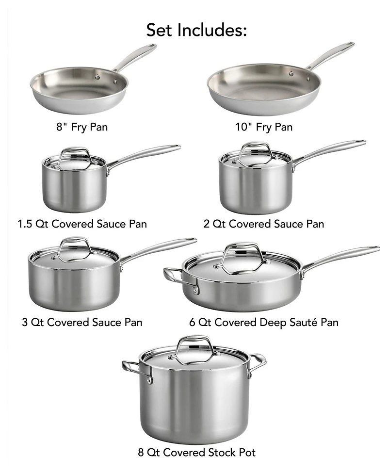 Tramontina Gourmet Tri-Ply Clad 12 Pc Cookware Set