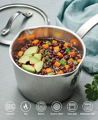 Tramontina Tempo Tri-Ply Base Stainless Steel 2-Quart Small Sauce Pan with Glass Lid