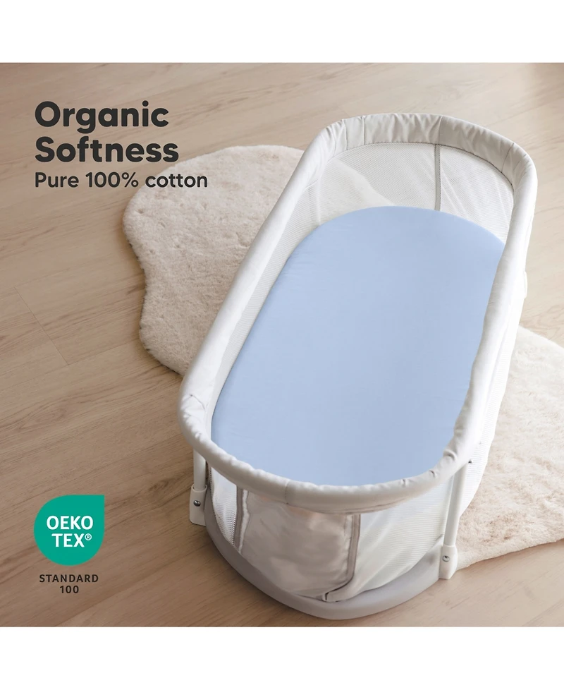 KeaBabies Bassinet Sheet for Baby Girls, Boys, 2-Pack Soothe Fitted Sheets, Bedside Mattress