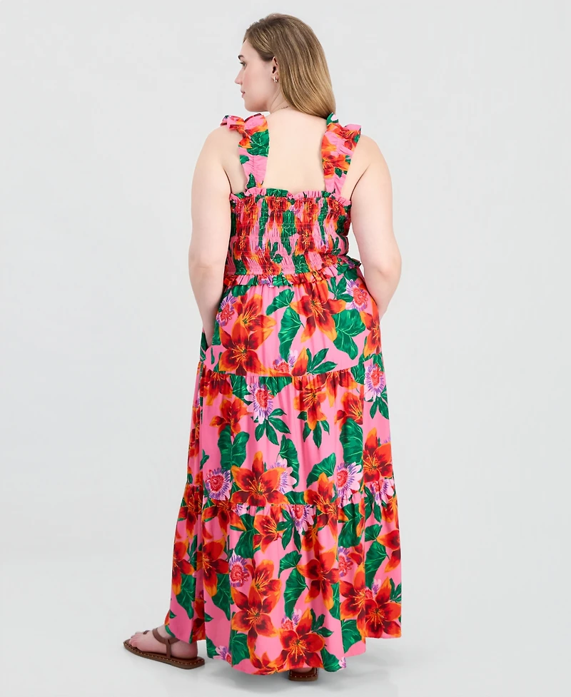 Full Circle Trends Plus Poof Strap Square Neck Rayon Dress