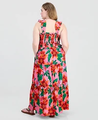 Full Circle Trends Plus Poof Strap Square Neck Rayon Dress