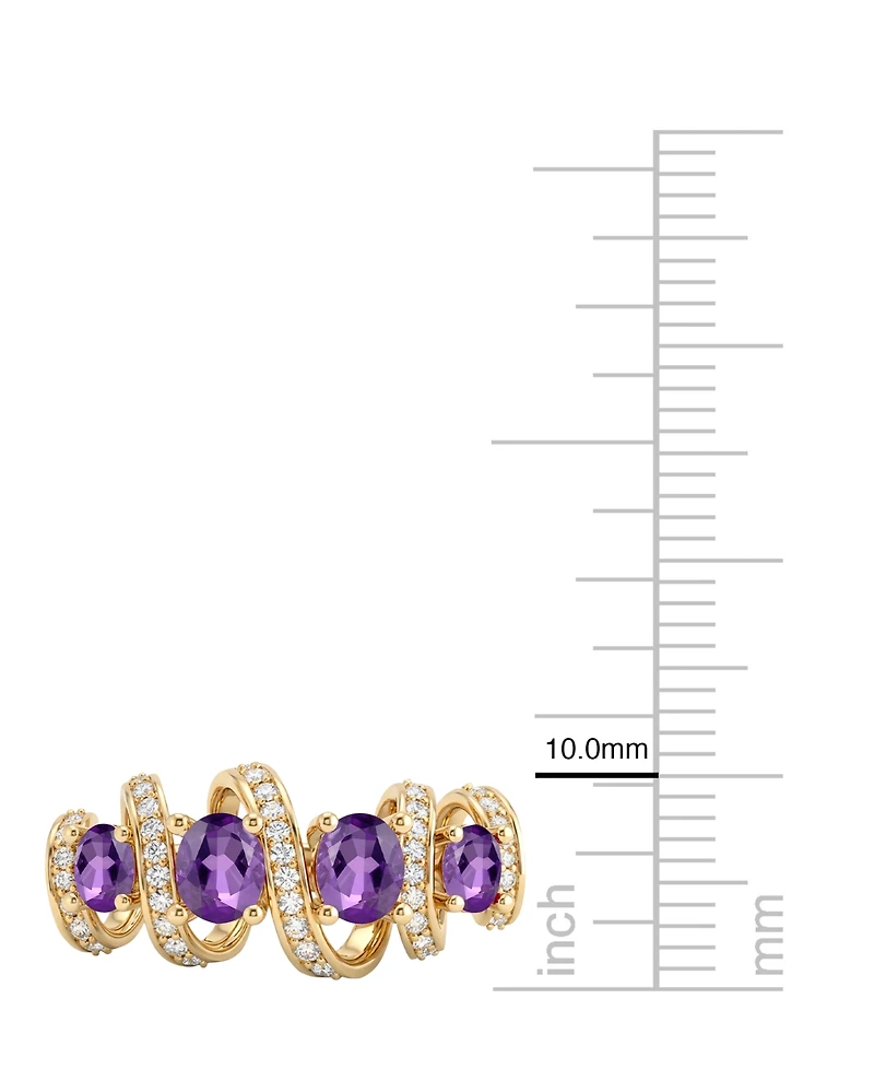 Macy's Amethyst (7/8 ct. t.w.) & Lab Grown White Sapphire (1/4 Ring 14k Gold Over Sterling Silver (Also Available Multi-Stones)