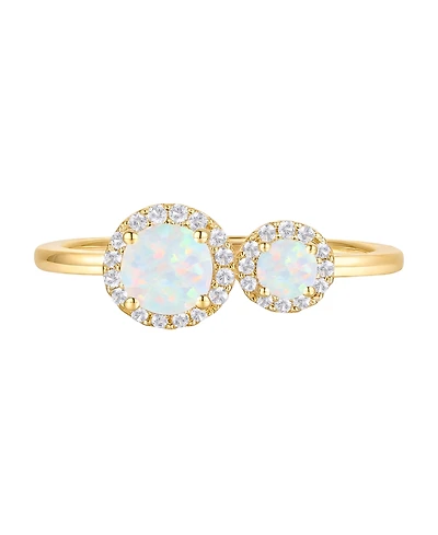 Macy's Lab Grown Opal (1/4 ct. t.w.) & White Sapphire (1/6 Ring 14k Gold Over Sterling Silver (Also Available Multi-Stones)