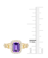 Macy's Amethyst (1-1/2 ct. t.w.) & Lab Grown White Sapphire (1/4 Ring 14k Gold Over Sterling Silver (Also Available Multi-Stones)