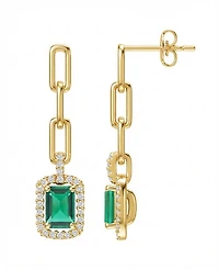 Macy's Lab Grown Ruby (1-1/3 ct. t.w.) & White Sapphire (1/4 Drop Earrings 14k Gold Over Sterling Silver (Also Available Mul