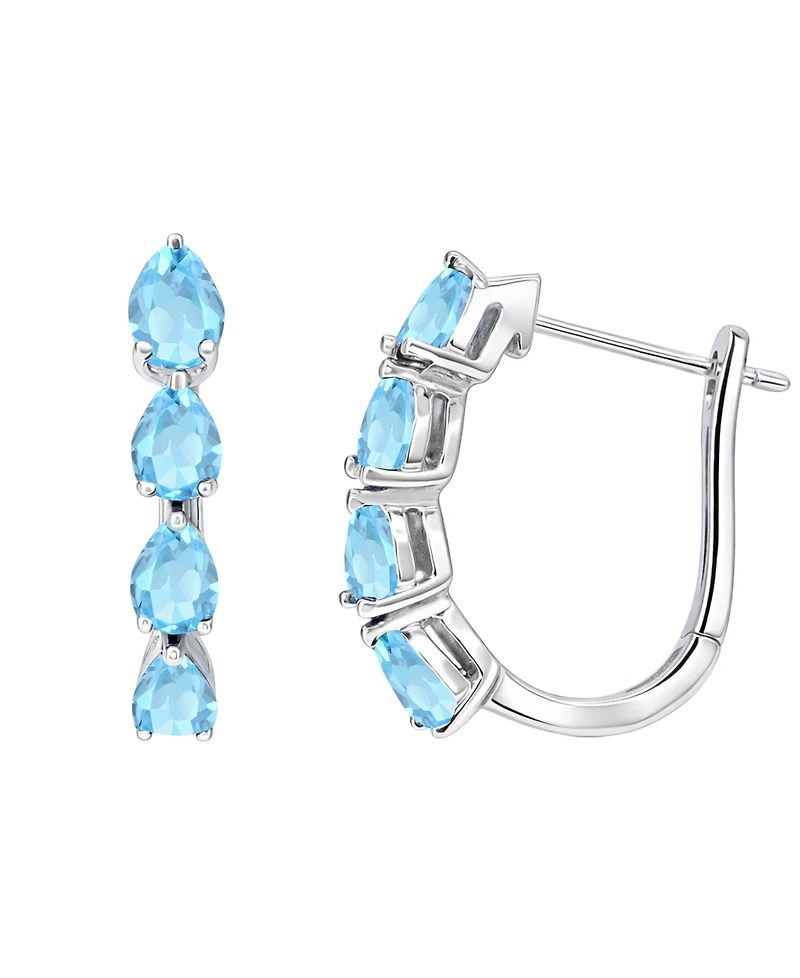 Macy's Lab Grown Emerald (1 ct. t.w.) Earrings Sterling Silver (Also Available Multi-Stones)