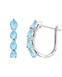 Macy's Lab Grown Emerald (1 ct. t.w.) Earrings Sterling Silver (Also Available Multi-Stones)