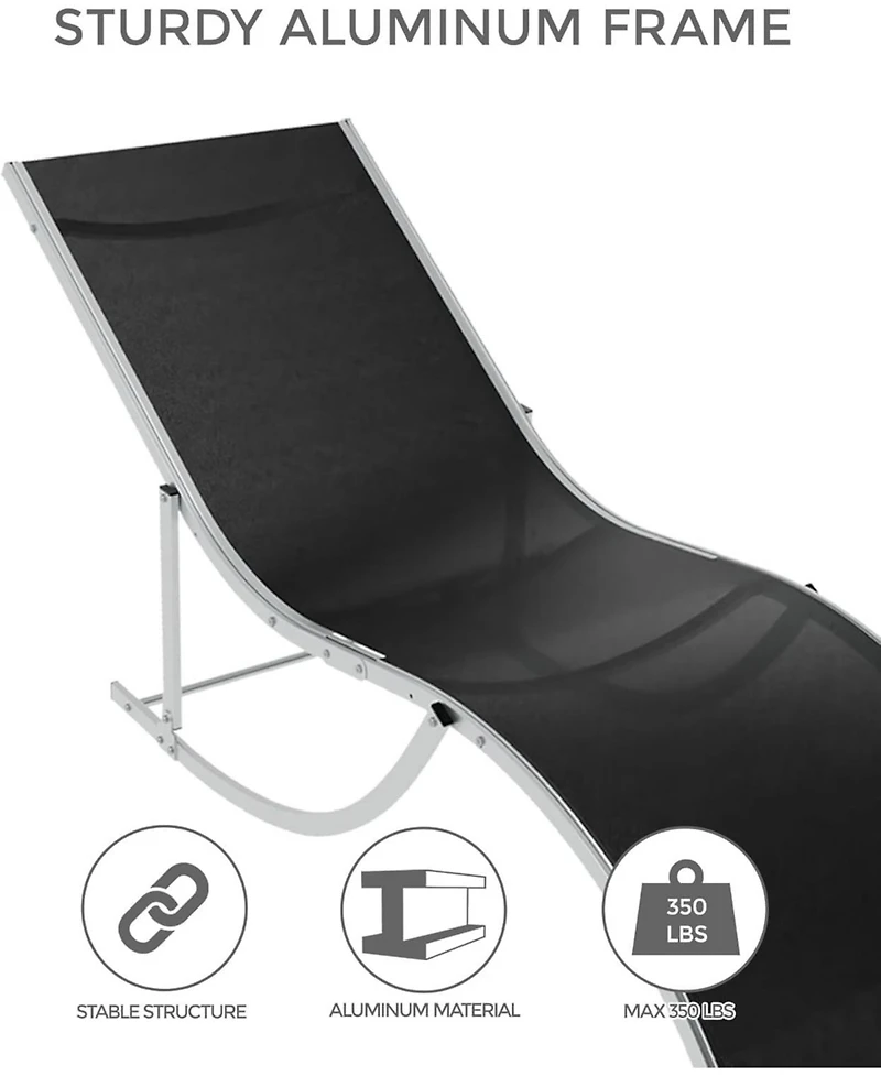 gaomon Outdoor Chaise Lounge Chairs Set of 2, Patio Pool Chair Backrest Tanning Chairs, Waterproof Recliner for Outside Beach Yard