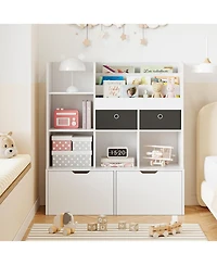 gaomon 1-Pieces Wooden Large-Drawer Cubbies Kids Storage Bookshelf Furniture