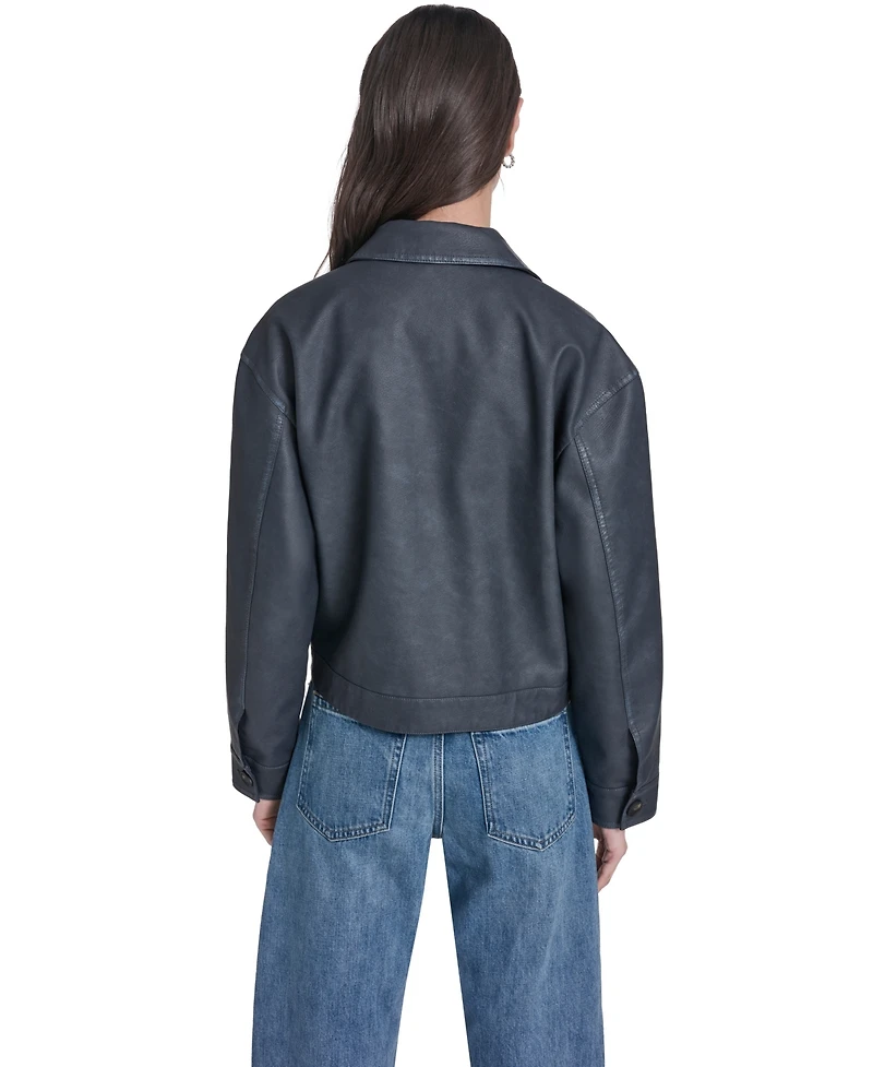 Levi's Women's Faux Leather Button Closure Shacket