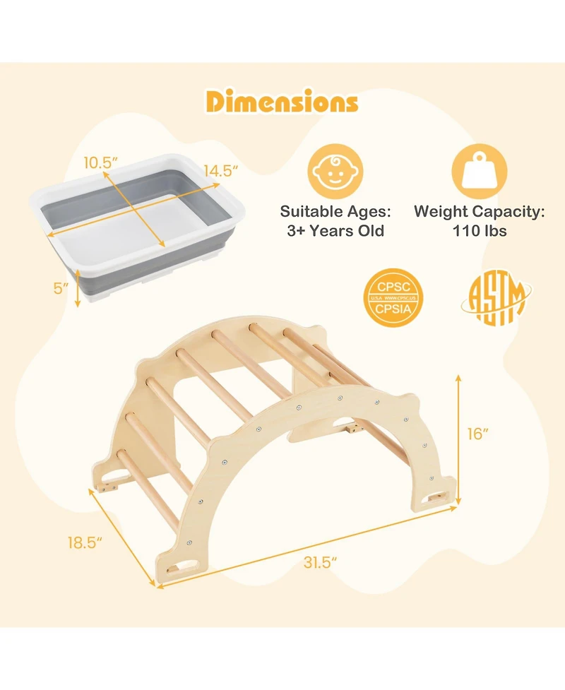 Mecale 8-in-1 Kids Climbing Arch with Sensory Table and Collapsible Storage Bin