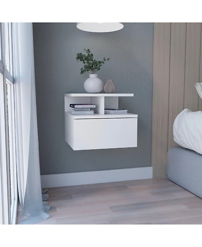 Flynama Versatile White Nightstand with Storage Space Modern Bedroom Furniture Bedside End Table