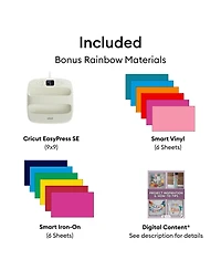 Cricut Explore 5 Crafting Bundle with EasyPress 9x9, Smart Vinyl, Smart Iron-On Sheets and Digital Design eBook