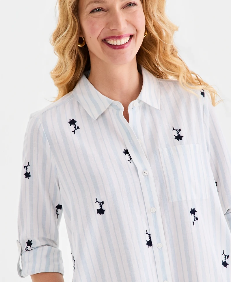 Style & Co Women's Printed Roll-Sleeve Shirtdress, Macy's Exclusive