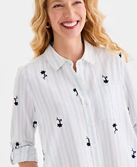 Style & Co Women's Printed Roll-Sleeve Shirtdress, Macy's Exclusive