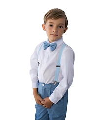 Peanut Butter Collection Little Boys and Big Joey Safari Linen 5-Piece Shirt, Tie, Jacket, Vest Pants Suit Set