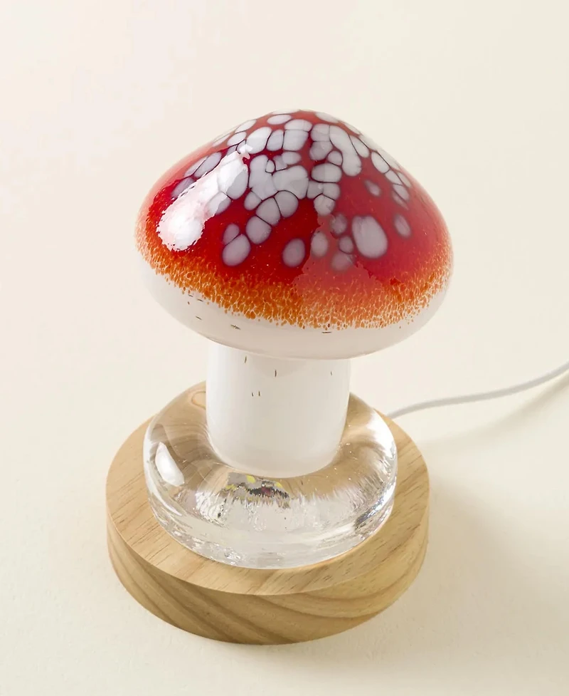 Uncommon Goods Handblown Glass Toadstool Table Lamp