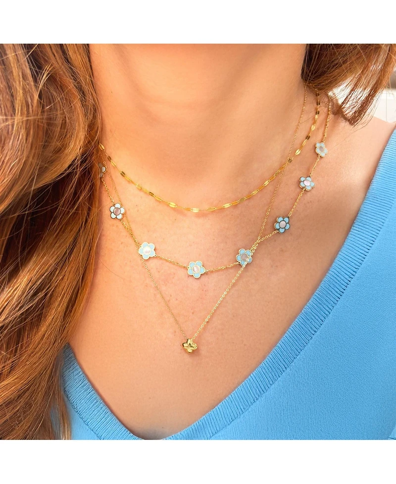 The Lovery Mini Gold Puffy Clover Necklace 14K Gold