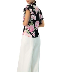 Ivonne Women's Floral Print Blouse with Ruffle Sleeves