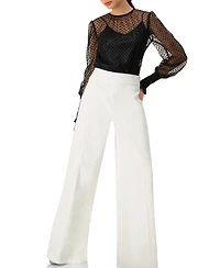 Ivonne Women's See- Though Polka Dot Smock Sleeve Blouse