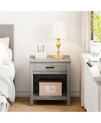 gaomon Farmhouse Nightstand Night Stand Bedside Table with Drawer and Storage Shelf Rustic End Side Table for Bedroom Living Room
