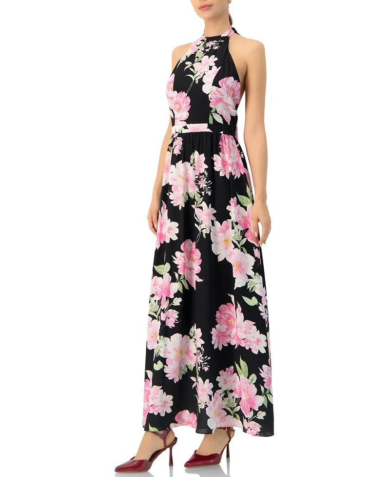 Ivonne Women's Floral Halter Neck Backless Maxi Dress