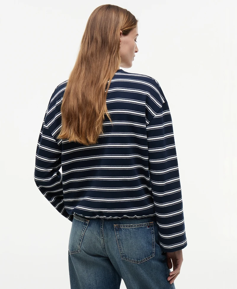 Tommy Hilfiger Women's Multi-Stripe Drawstring Detail Crewneck T-Shirt