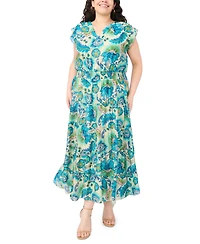 Msk Plus Smocked Waist Tiered Maxi Dress