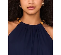 Msk Women's Halter Beaded-Trim Asymmetrical-Hem Jumpsuit