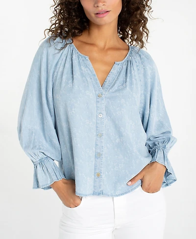 Liverpool Los Angeles Women's Button-Front Shirred Top