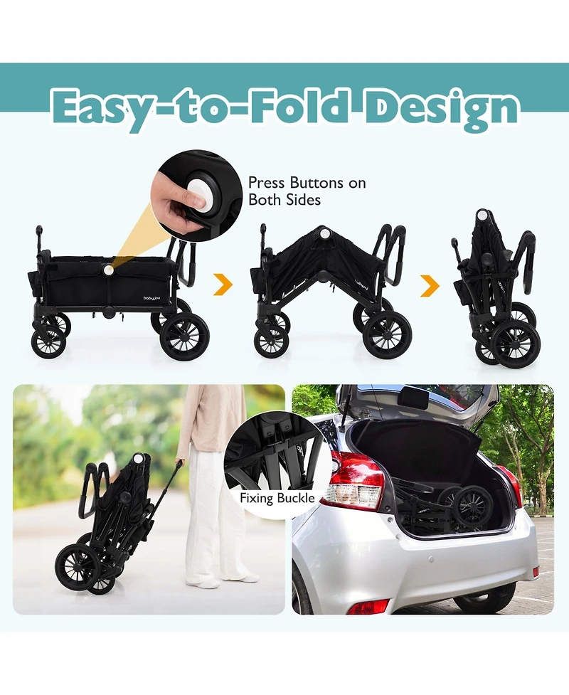 Gymax Wagon Stroller for 2 Kids Push Pull Double w/ Adjustable Handle